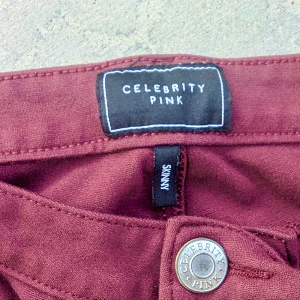 Celebrity Pink Women's Dark Red Skinny Jeans - Picture 3 of 4